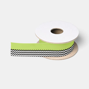 Schwarz-Weiß-Zigzag-Muster, Zickzack, grün Satinband