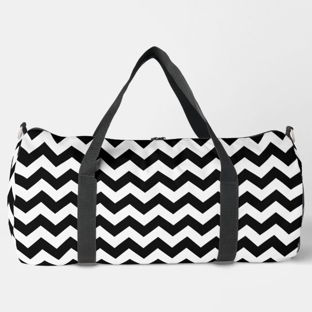 Schwarz-Weiß-Zigzag-Muster, Zickzack Muster Duffle Bag (Vorderseite)