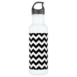Schwarz-Weiß-Zigzag-Muster, Zickzack Muster Edelstahlflasche
