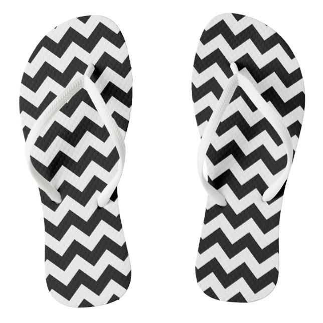 Schwarz-Weiß-Zigzag-Muster, Zickzack Muster Flip Flops (Fußbett)