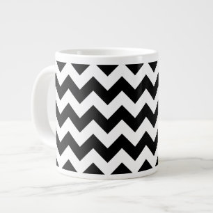 Schwarz-Weiß-Zigzag-Muster, Zickzack Muster Jumbo-Tasse