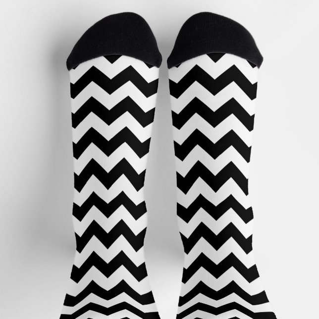 Schwarz-Weiß-Zigzag-Muster, Zickzack Muster Socken (Oben)