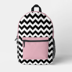 Schwarz-Weiß-Zigzag-Muster, Zickzack, rosa Bedruckter Rucksack