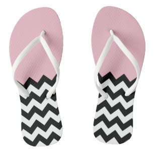 Schwarz-Weiß-Zigzag-Muster, Zickzack, rosa Flip Flops