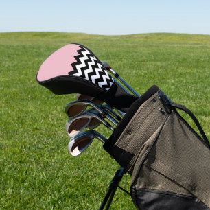 Schwarz-Weiß-Zigzag-Muster, Zickzack, rosa Golf Headcover