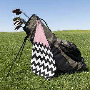 Schwarz-Weiß-Zigzag-Muster, Zickzack, rosa Golfhandtuch
