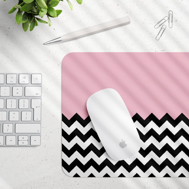 Schwarz-Weiß-Zigzag-Muster, Zickzack, rosa Mousepad (Von Creator hochgeladen)