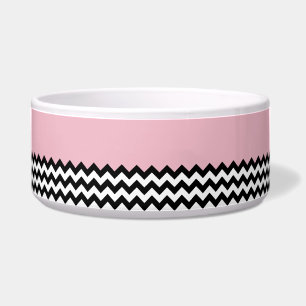 Schwarz-Weiß-Zigzag-Muster, Zickzack, rosa Napf