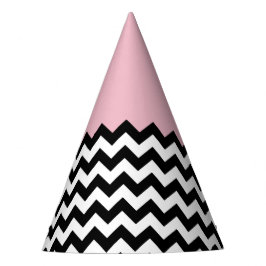 Schwarz-Weiß-Zigzag-Muster, Zickzack, rosa Partyhütchen