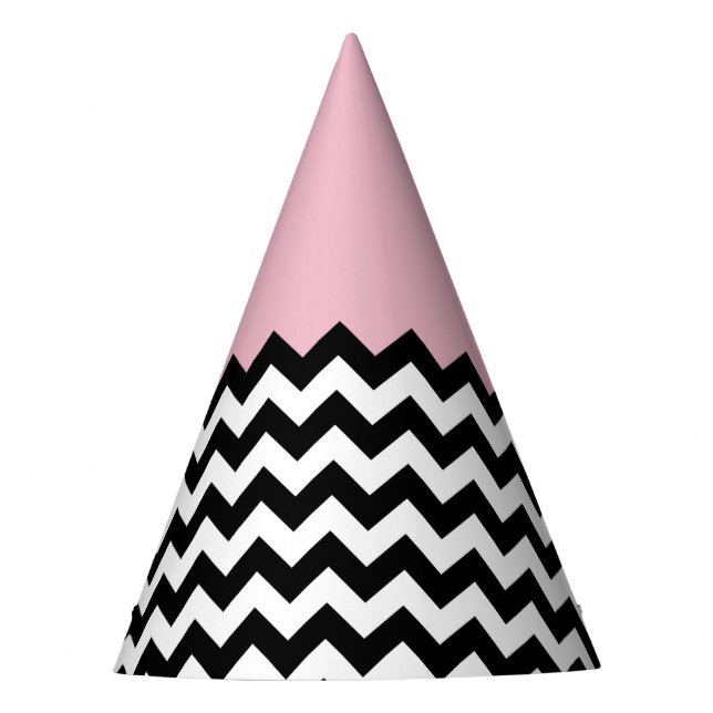 Schwarz-Weiß-Zigzag-Muster, Zickzack, rosa Partyhütchen (Vorderseite)