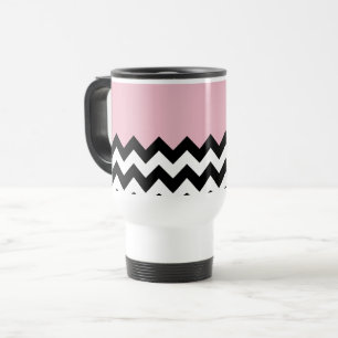 Schwarz-Weiß-Zigzag-Muster, Zickzack, rosa Reisebecher
