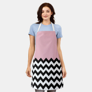 Schwarz-Weiß-Zigzag-Muster, Zickzack, rosa Schürze