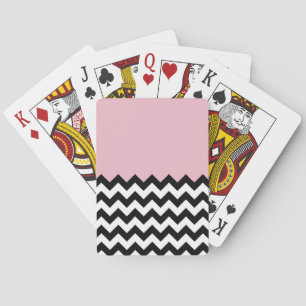 Schwarz-Weiß-Zigzag-Muster, Zickzack, rosa Spielkarten