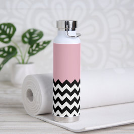 Schwarz-Weiß-Zigzag-Muster, Zickzack, rosa Trinkflasche