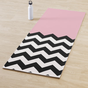 Schwarz-Weiß-Zigzag-Muster, Zickzack, rosa Yogamatte