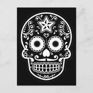 Schwarz-Weiß-Zucker-Schädel-Sternkarte Postkarte