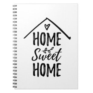 Schwarz-Weiß-Zuhause Sweet Zuhause Quote Notizblock