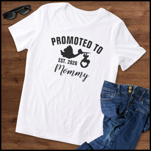 Schwarz & Weiß Zur Mama Befördert 2026 Tri-Blend Shirt