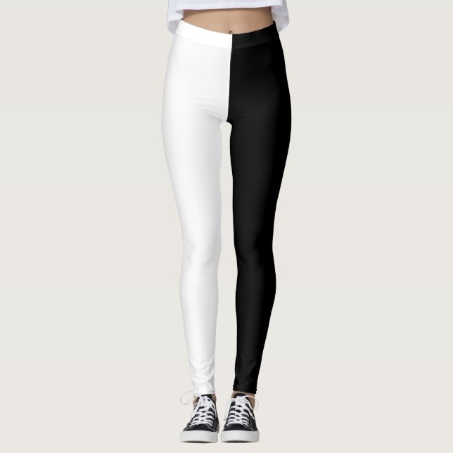 Schwarz-Weiß-Zwei-Töne Leggings (Vorderseite)