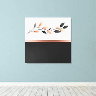 Schwarz-Weiß Zwei-Töne mit Blatt-Design Leinwanddruck
