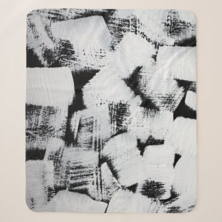 Schwarz-weiße, abstrakt gestrichene Leinwand. Sherpadecke