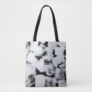 Schwarz-weiße, abstrakt gestrichene Leinwand. Tasche
