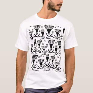 Schwarz-weiße Abstrakte Blume: Elegantes Muster T-Shirt