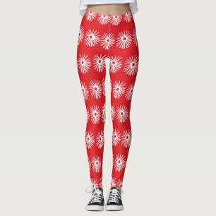 Schwarz-weiße, abstrakte Blumenstruktur. Leggings