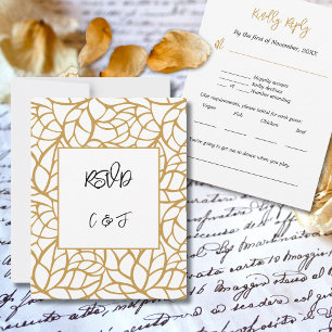 Schwarz-weiße Abstrakte botanische RSVP-Karte Einladung