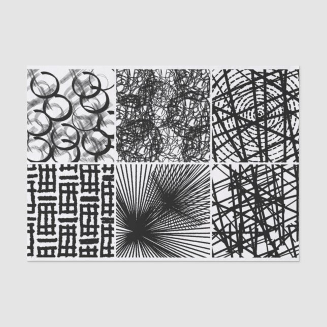 Schwarz-weiße Abstrakte Circle Line Textur Seidenpapier (Vorderseite)