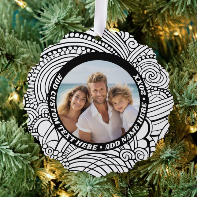 Schwarz-weiße Abstrakte Färbung - Foto zu Weihnach Ornament Karte (Insitu (Baum))