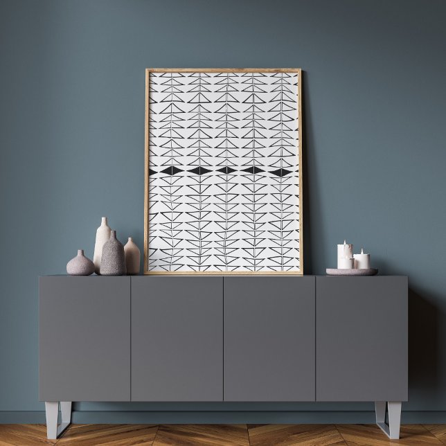 Schwarz-weiße Abstrakte Linien Formen Quirky Muste Poster (Von Creator hochgeladen)