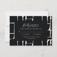 Schwarz-weiße abstrakte moderne Hochzeit R.S.V.P