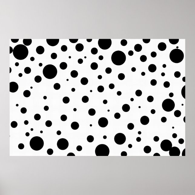 Schwarz-weiße Abstrakte Polka Dot Pattern Modernst Poster (Vorne)