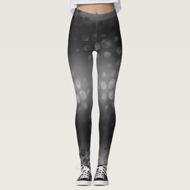 Schwarz-weiße Abstrakte Punkte Leggings (Vorderseite)