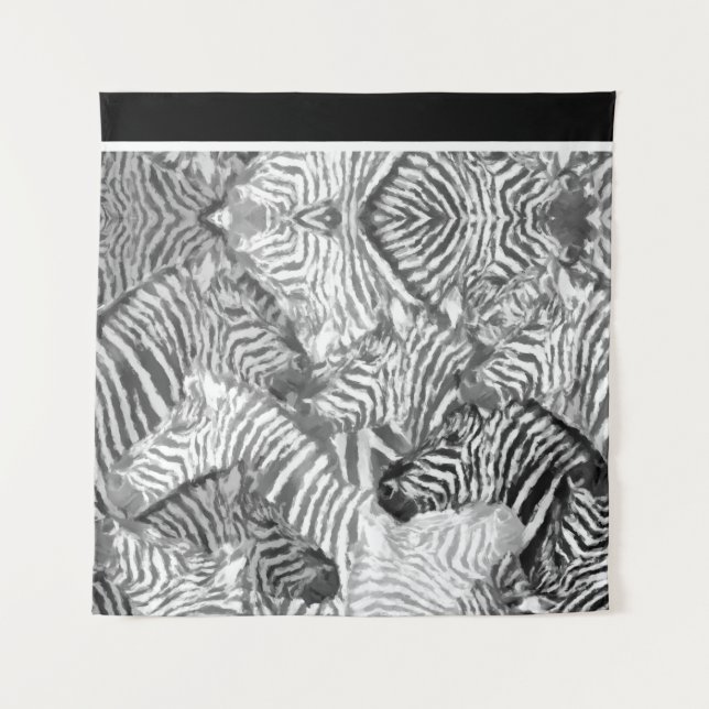 Schwarz-weiße abstrakte Zebrokunst Wandteppich (Vorderseite)