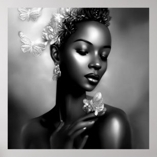Schwarz Weiße Afrikanische Mädchen monochrom Schme Poster
