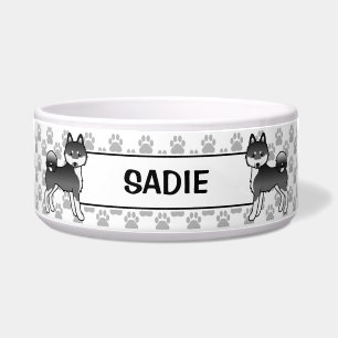 Schwarz-Weiße Alaskan Klee Kai Hunde & Name Napf