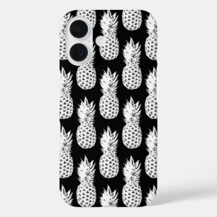 Schwarz-weiße Ananas Muster iPhone 16 Fall Hülle