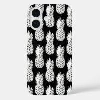Schwarz-weiße Ananas Muster iPhone 16 Fall