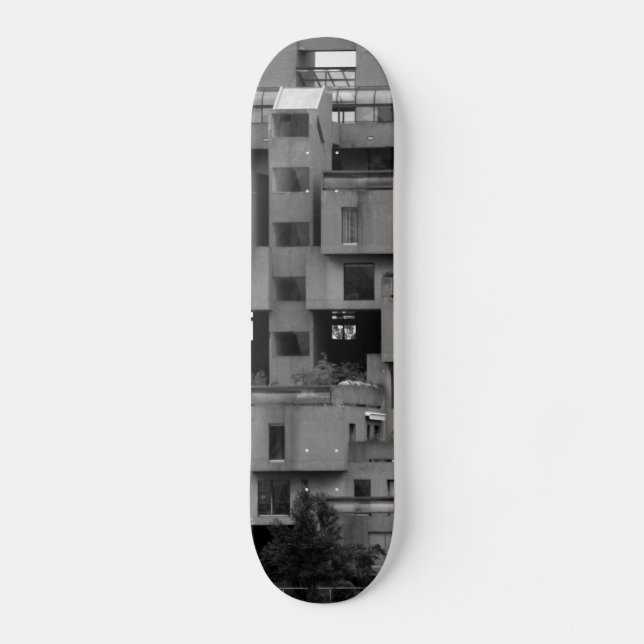 Schwarz-weiße Architektur  Skateboard (Vorderseite)