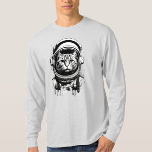Schwarz-weiße Astronautenkatze T-Shirt