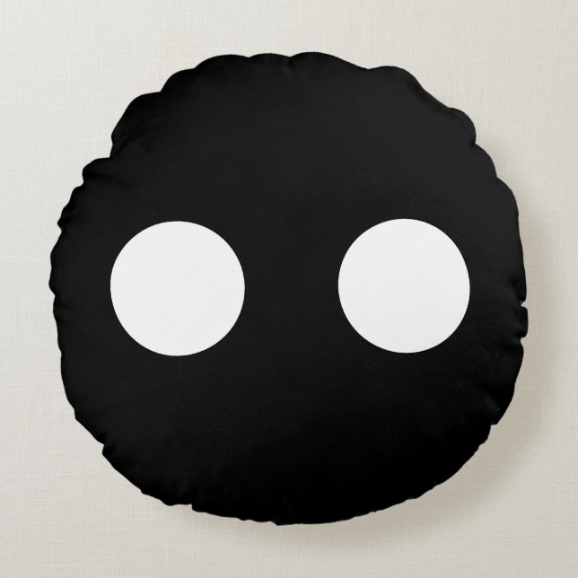 Schwarz-weiße Augen Funny Niedlich Face Trendy Rundes Kissen (Vorderseite)