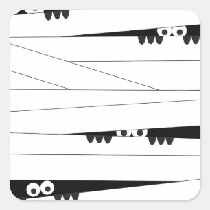 Schwarz-weiße Augen pinkeln Mummy Halloween Quadratischer Aufkleber