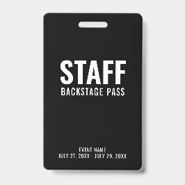 Schwarz-weiße Backpass-ID für Mitarbeiter Ausweis