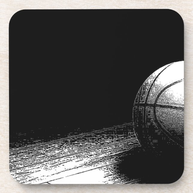 Schwarz-weiße Basketball-Kunst Getränkeuntersetzer (Vorderseite)