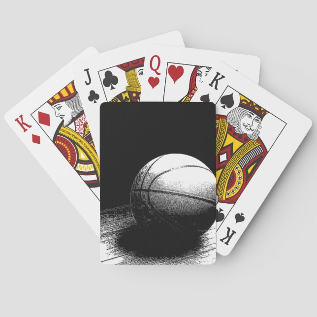 Schwarz-weiße Basketball-Kunst Spielkarten (Rückseite)