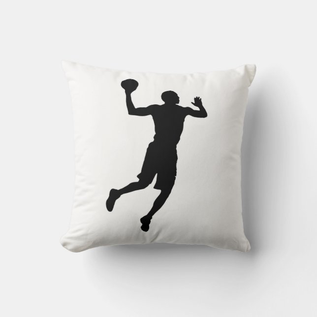 Schwarz-weiße Basketball-Silhouette Kissen (Vorderseite)
