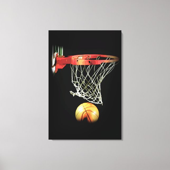 Schwarz-weiße Basketball Wrapped Canvas Leinwanddruck (Vorderseite)