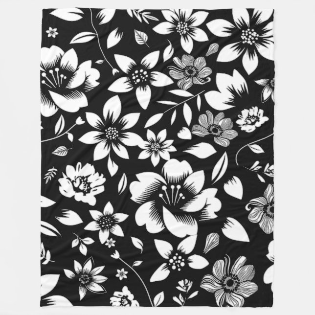 Schwarz-weiße Blätter der Moderne Fleecedecke (Vorderseite)